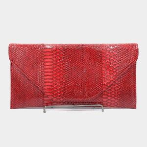 Red Animal Print Crocodile Skin Patterned Envelope Clutch Bag